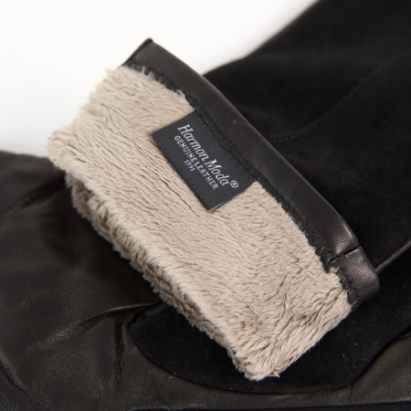 Перчатки женские HARMON MODA комбинированные из натуральной кожи и замши 1014HM